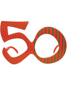50 År - Orange Födelsedagsglasögon med Ränder och Prickar
