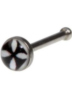 Rak Näspiercing med Svart Riddarkors