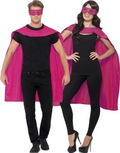 Rosa Superhjälte Kit med Kappa och Ögonmask