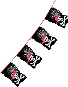 10 Meter Lång Piratbanner med Flaggor - Pirates of the Seven Seas