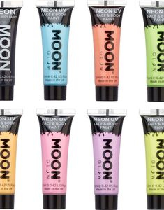 VÄLJ BLAND 8 FÄRGER - Neon UV/Blacklight Pastell Ansikts- och Kroppsfärg 12 mll