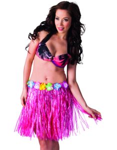 Rosa Hawaiiskjørt med Blomster 45 cm