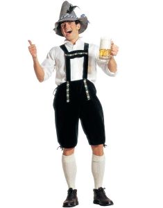 Lederhosen - Hängselbyxa För Oktoberfest - Mörkgrön