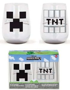 Minecraft Set med 2 Fotlösa Vinglas/Ölglas/Läskglas - 510 ml