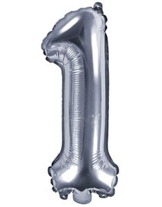 Talet 1 - Silverfärgad 35 cm Folieballong