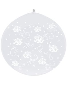 White Roses - Genomskinlig JUMBO Ballong 1 meter