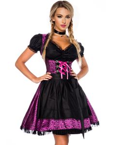 Läcker Svart och Lila Lyxig Oktoberfestklänning