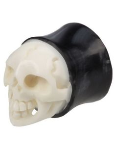 Carved Horn Skull - Organisk Piercing Plugg
