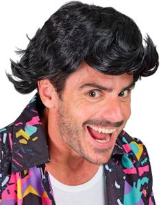 Funny Detective - Ace Ventura Inspirert Svart Parykk