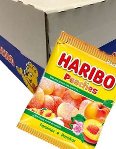 24 Påsar Haribo Persikor / Sockrade Vingummi - Hel Låda