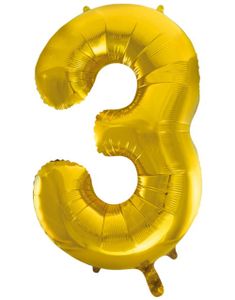 Talet 3 - Guldfärgad JUMBO Folieballong 86 cm