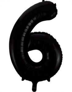 Talet 6 - Svart JUMBO Folieballong 86 cm