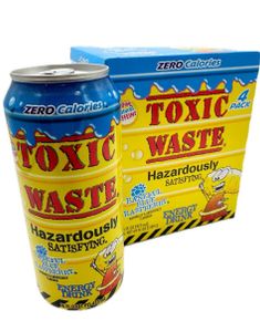 4 stk Toxic Waste Sugarfree Blue Raspberry Energy Drink 473 ml - Hel Eske (USA Import)