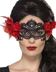 Virkad Spets Ögonmask med Blommor