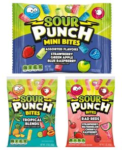 Taste Them All – Sour Punch Bites Vingummi – Tre Varianter – Paketpris