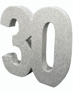 Silverfärgad Glittrande 30 År Bordsdekoration 20 cm