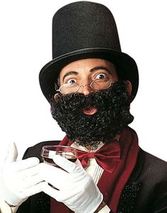 Krulligt Svart Skägg och Mustasch