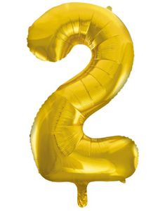 Talet 2 - Guldfärgad JUMBO Folieballong 86 cm