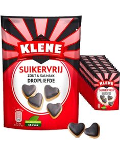 12 st Klene Sockerfria Mjuka Salt- och Salmiakhjärtbitar - Hela Låda 1,08 kg