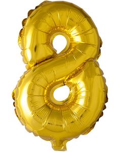 Talet 8 - Guldfärgad 35 cm Folieballong