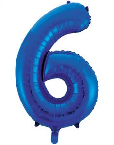 Talet 6 - Kungsblå JUMBO Folieballong 86 cm
