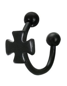 Riddarkors - 1.2 x 10 mm Svart Ögonbrynspiercing