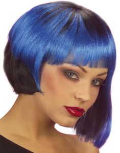 Neon Punk Wig - Svart och Blå Peruk