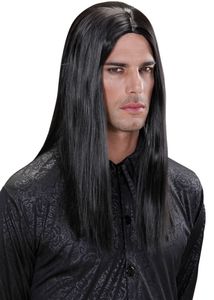 Lång Svart Peruk i God Kvalitet