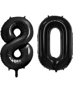 80 års ballonger - 35 cm svarta