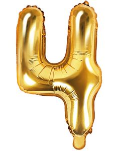 Talet 4 - Guldfärgad 35 cm Folieballong