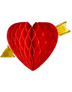 Honeycomb Hjärta med Guldfärgad Pil 13 cm