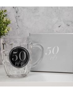50 ÅR - Ølglass med Sølvfarget Tekst i Gaveeske 568 ml