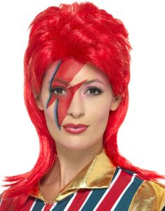 Röd David Bowie Inspirerad Peruk