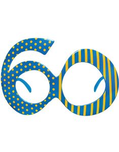 60 År - Blå Födelsedagsglasögon med Ränder och Prickar