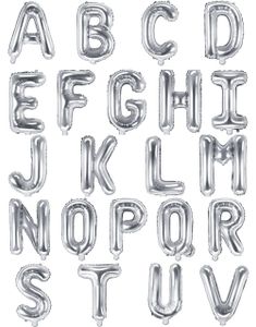 Silverfärgade Bokstavsballonger A-Z - 35 cm