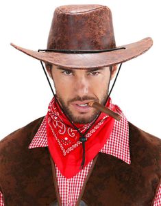 Brun Cowboyhatt i Skinnimitation