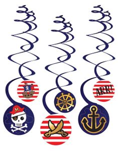 6 stk Hengende Dekorasjoner - Piratfest