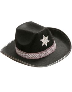 Svart Sheriffhatt till Barn med Stjärna och Bård