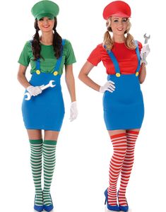 Mario och Luigi Inspirerad Parkostym för Dam
