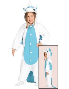 Kigurumi Blå Unicorn Barndräkt