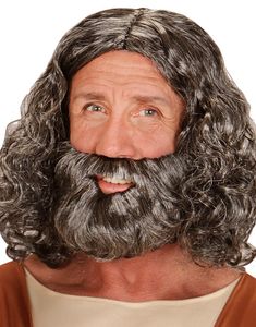 Svart Krullig Peruk med Skägg