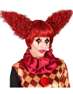Skummel Vintage Klovn Parykk – Rød med Krøllete Spisser