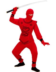 Röd Ninjadräkt med Drakmotiv (Barn)