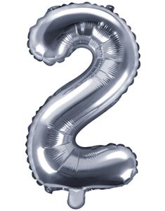 Talet 2 - Silverfärgad 35 cm Folieballong