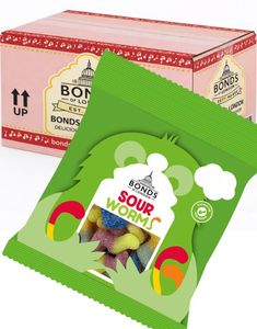 20 stk Sour Worms - Bonds of London - Hel Eske 1 kg (UK)