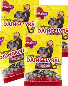 28 Påsar med Malaco Djungelvrål Original Lakrits - Hel Låda