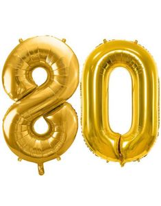 80 års ballonger - 35 cm guld