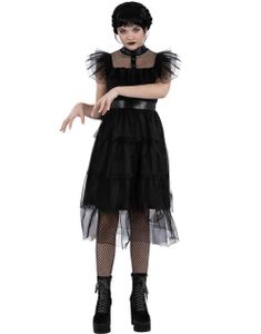 Gothic Prom Dress - Wednesday Inspirert Kostyme til Barn