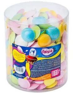 ÄT SNART PRODUKT - 300 stk Flying Saucers - STOR Burk med Syrliga UFOs (30.11.2025)