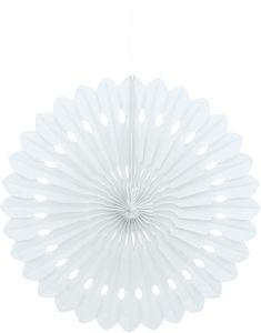 1 st Vit Dekorationssolfjäder i Silkespapper 40 cm